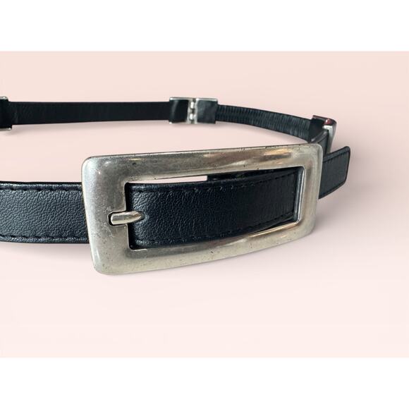 Vintage Suzi Roher Elastic Belt Black Leather Silver Buckle Medium Plus Canada main image 7